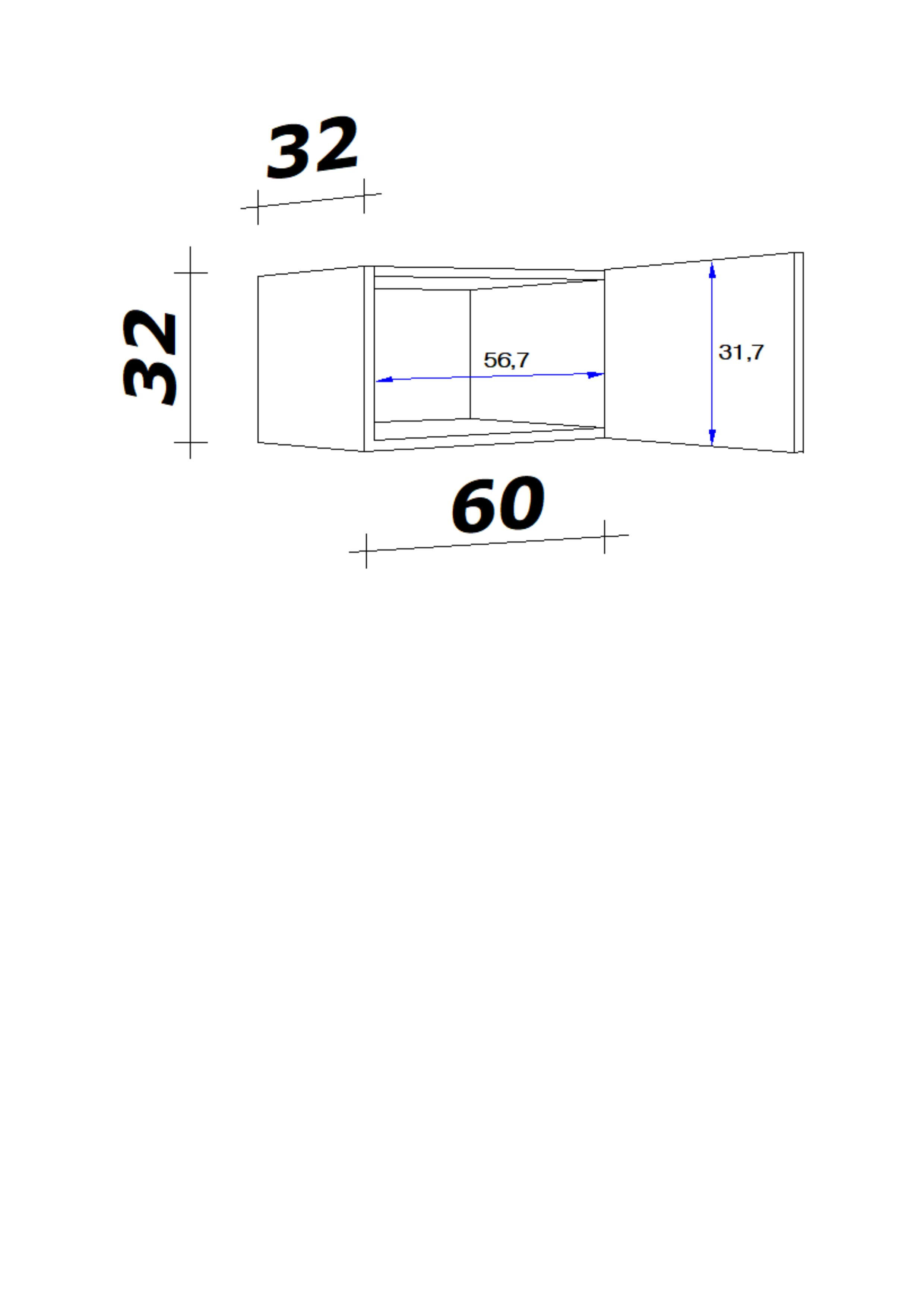 KÜCHENOBERSCHRANK 60/32/32 cm  in Weiß  - Alufarben/Weiß, KONVENTIONELL, Kunststoff (60/32/32cm) - FlexWell