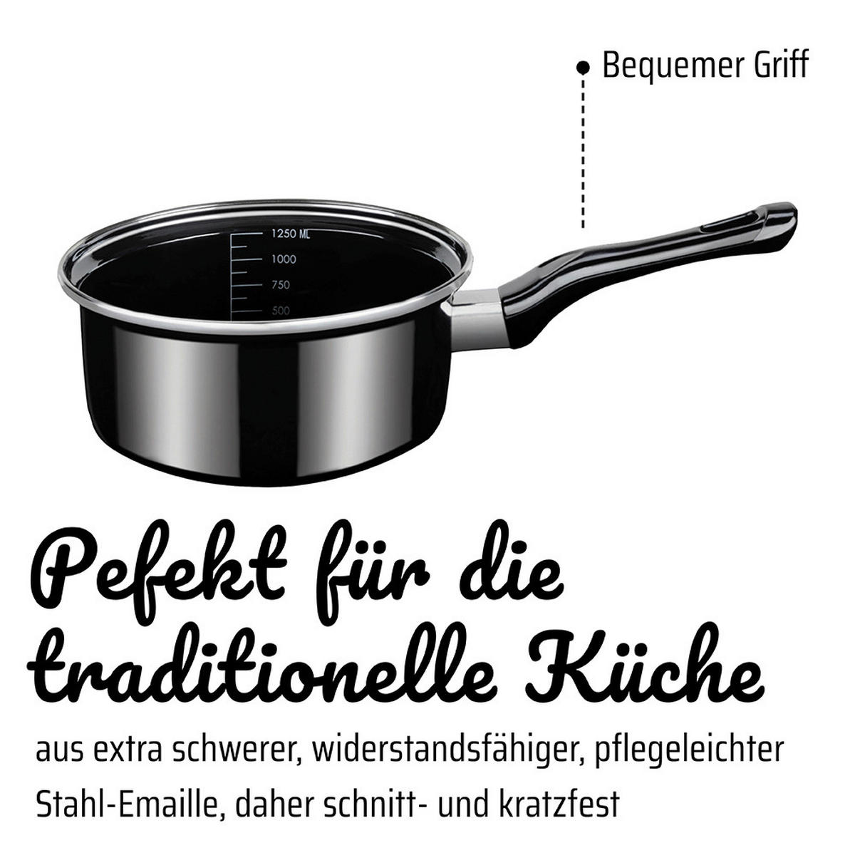 KOCHTOPFSET Black Star 4-teilig  - Schwarz Hochglanz, Basics, Metall - GSW