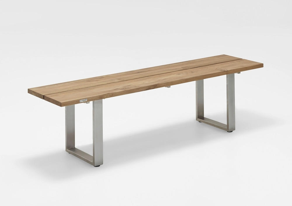 GARTENBANK 200/46/40 cm  in Teakfarben  - Edelstahlfarben/Teakfarben, Design, Holz/Metall (200/46/40cm)