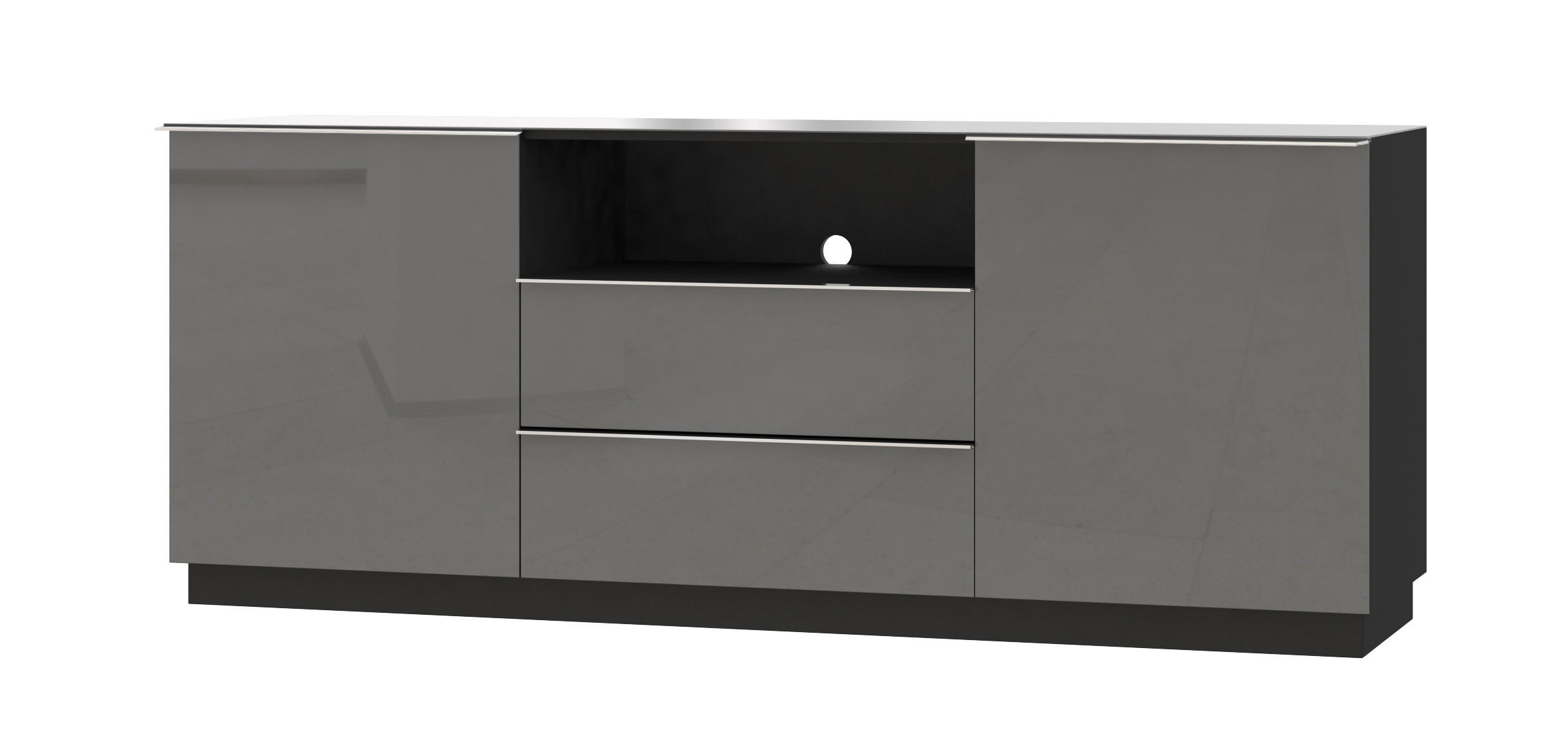 COMODĂ 180/71/48 cm - negru/gri, sticlă/material pe bază de lemn (180/71/48cm) - Venda