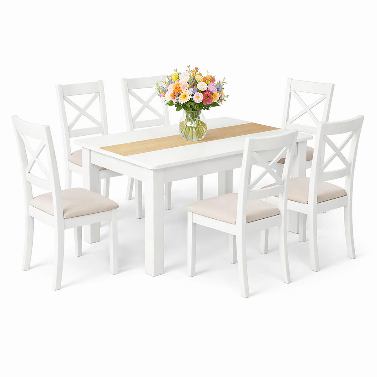 ÉTKEZŐASZTAL - méztölgy színű/fehér, Modern, faalapú anyag (140/80/75cm) - MID.YOU