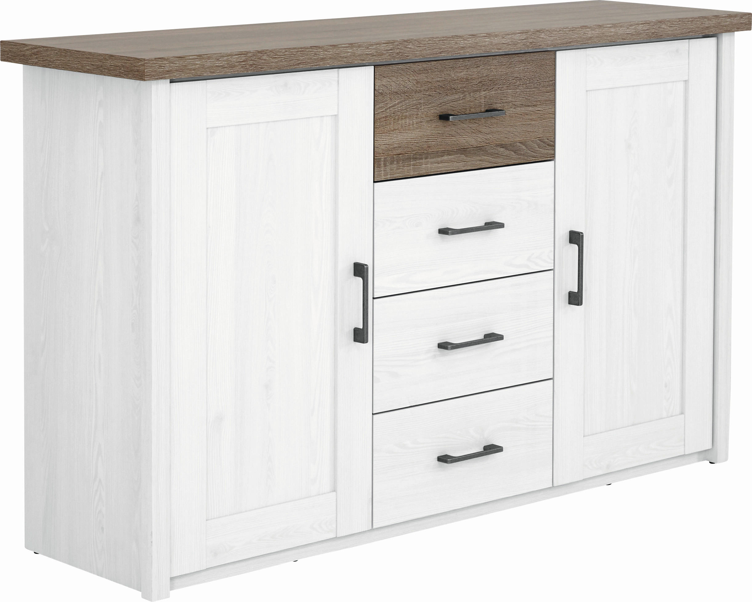 Carryhome Sideboard Weiß, Eiche 150x90x42 cm