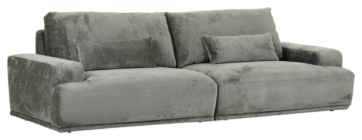 BIGSOFA in Chenille Grün  - Schwarz/Grün, Konventionell, Kunststoff/Textil (282/73/115cm) - MID.YOU
