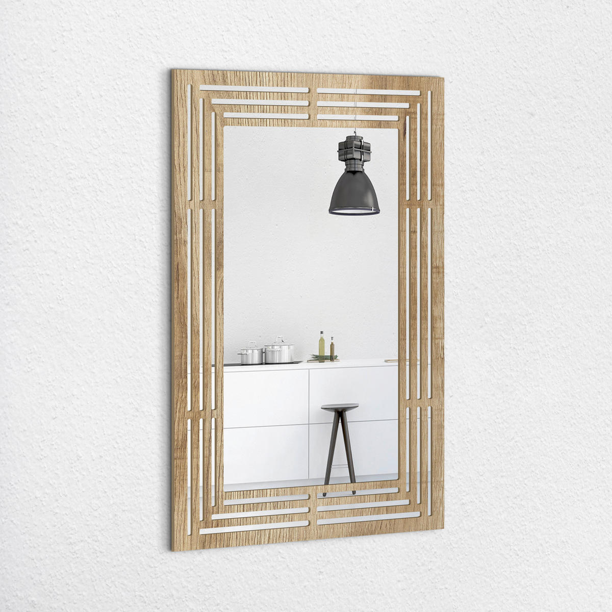 DEKOSPIEGEL  40/60 cm   in rechteckig  - Eichefarben, Basics, Glas/Holz (40/60cm)