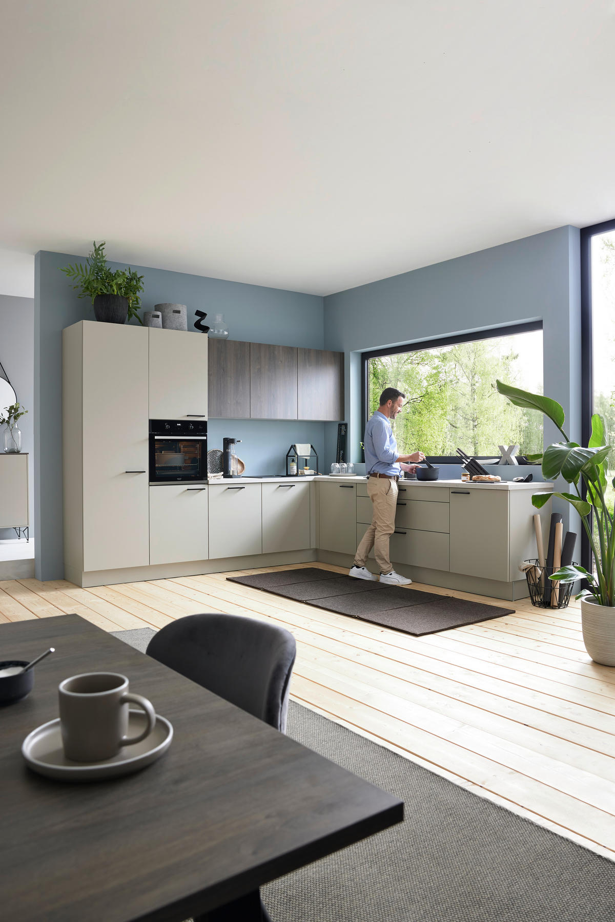 EINBAUKÜCHE   - Grau, Design, Holzwerkstoff - Novel