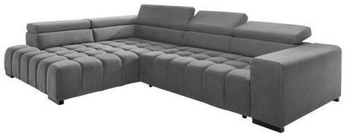 ECKSCHLAFSOFA Grau Velours  - Schwarz/Grau, Design, Holz/Textil (201/307cm) - Livetastic