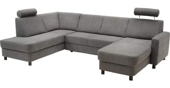 WOHNLANDSCHAFT in Webstoff Dunkelgrau - Dunkelgrau/Schwarz, Design, Holz/Textil (198/296/165cm) - Xora