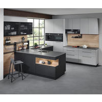 EINBAUKÜCHE   - Hellgrau/Schwarz, Design, Holzwerkstoff - EWE