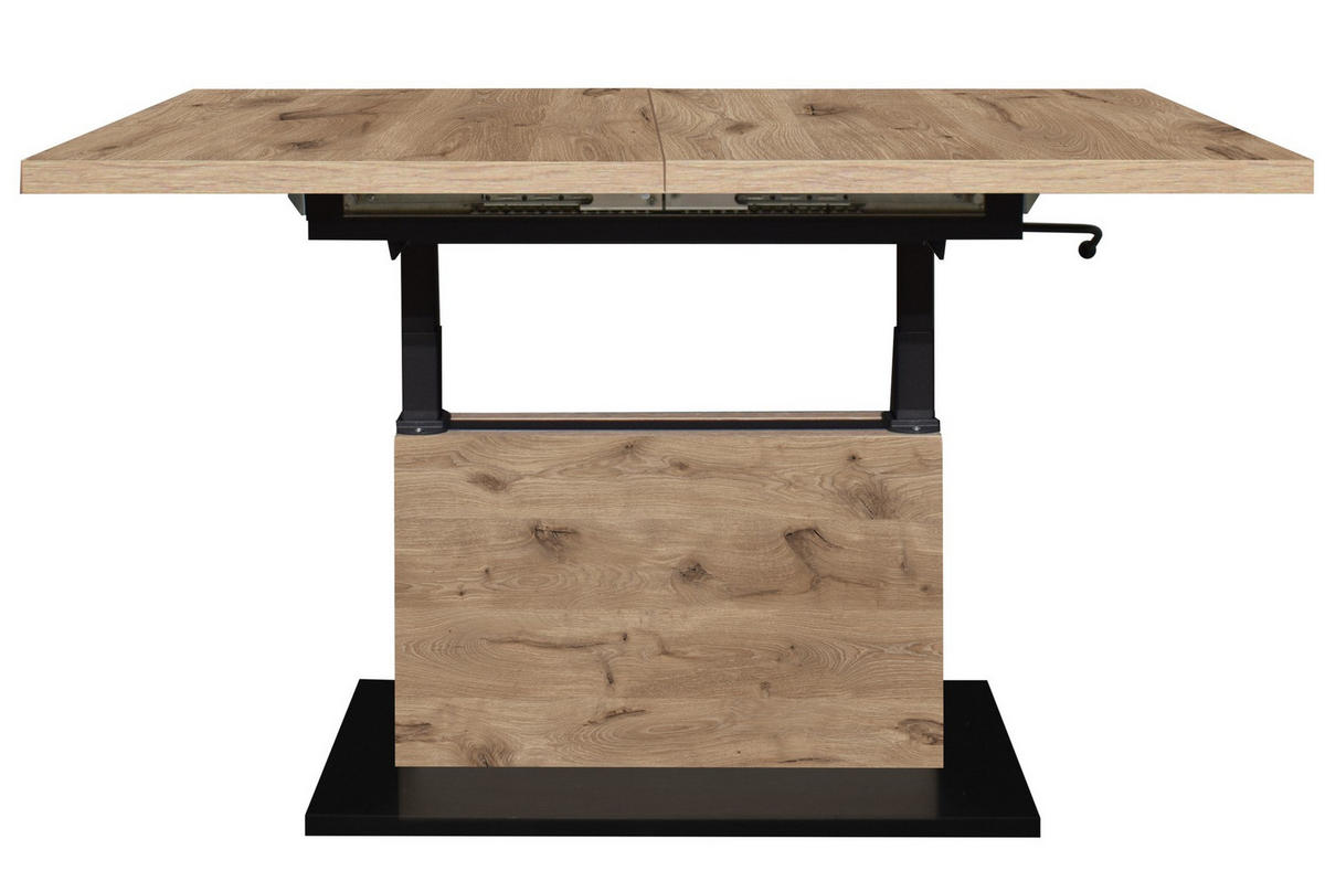 COUCHTISCH Lift Couchtisch rechteckig Schwarz, Eichefarben  - Eichefarben/Schwarz, Design, Holzwerkstoff/Metall (120-160/56-75/70cm) - MID.YOU