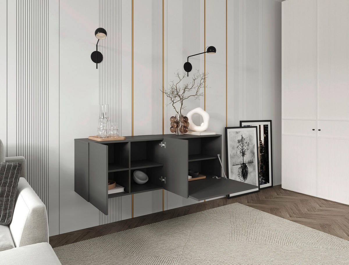 LOWBOARD  in 150/50/42 cm  - Anthrazit, Design, Holzwerkstoff (150/50/42cm) - Hom`in