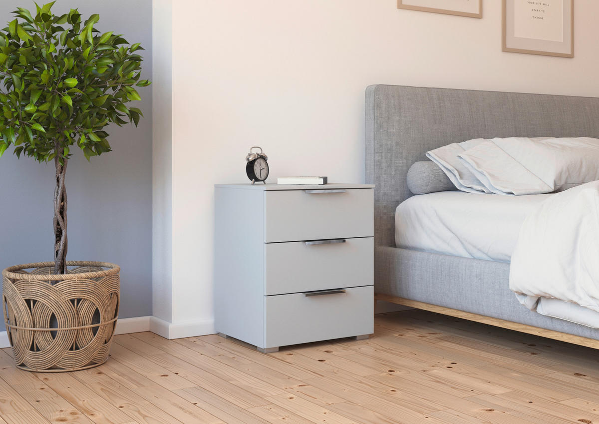 NACHTSCHRANK 50/61/42 cm  - Chromfarben/Grau, KONVENTIONELL, Holzwerkstoff/Kunststoff (50/61/42cm) - home24