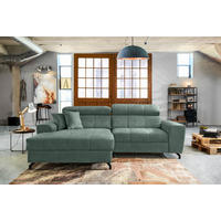 ECKSOFA in Velours Mintgrün  181/267 cm  - Schwarz/Mintgrün, Design, Textil/Metall (181/267cm) - Carryhome