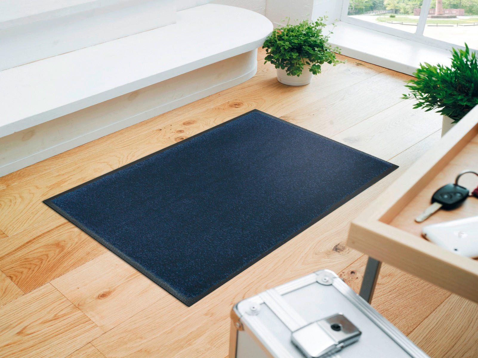 FUßMATTE  50/75 cm  Dunkelblau  - Dunkelblau, KONVENTIONELL, Kunststoff/Textil (50/75cm) - wash+dry