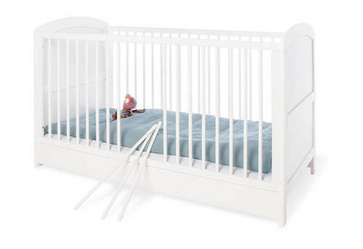 GITTERBETT PINOLINO LAURA 145/75/90 cm  - Weiß, ROMANTIK / LANDHAUS, Holzwerkstoff (145/75/90cm) - Pinolino