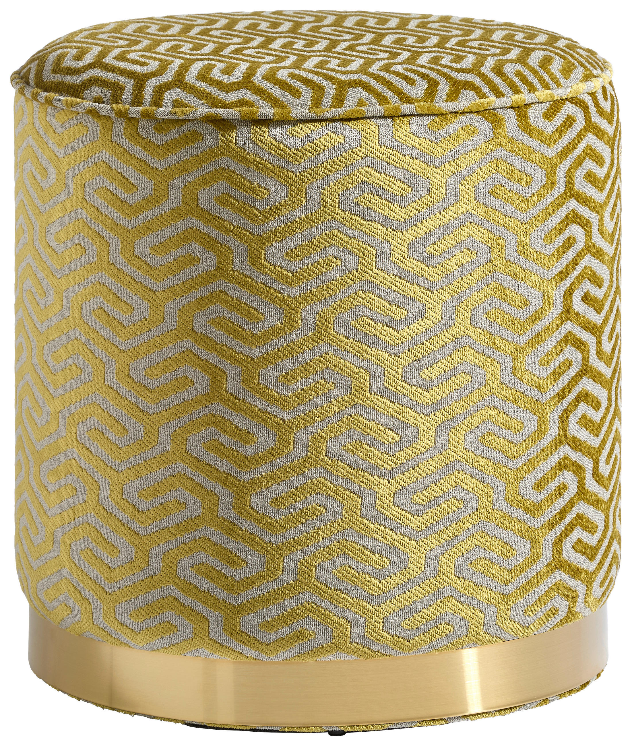 TABURET, textil, kompozitní dřevo,  - žlutá, Design, kompozitní dřevo/textil (40/42cm) - MID.YOU