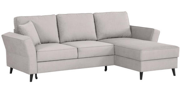 ECKSOFA in Velours Hellgrau  - Hellgrau/Schwarz, KONVENTIONELL, Holz/Textil (244/159cm) - Carryhome