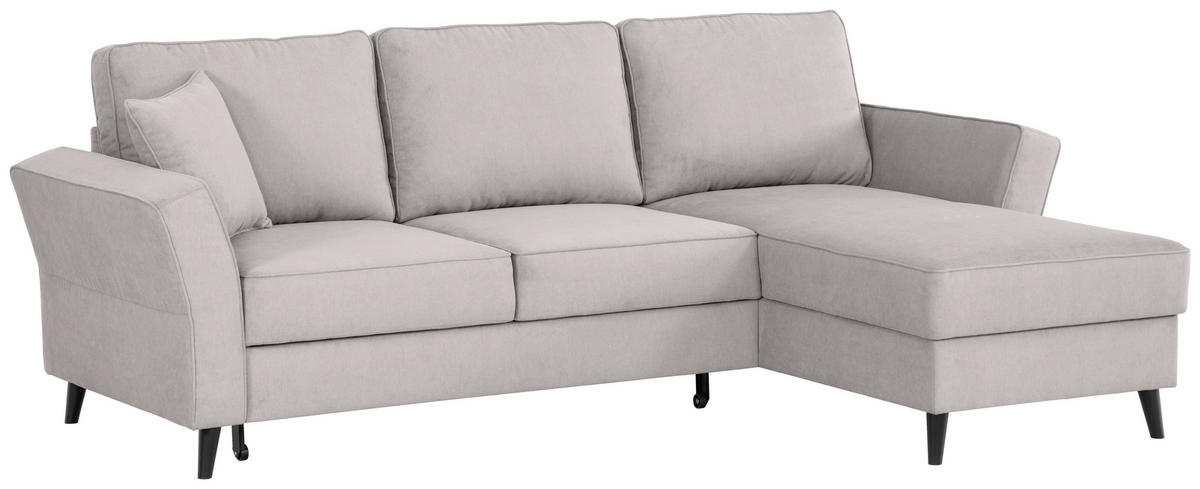 ECKSOFA in Velours Hellgrau  - Hellgrau/Schwarz, Konventionell, Holz/Textil (244/159cm) - Carryhome