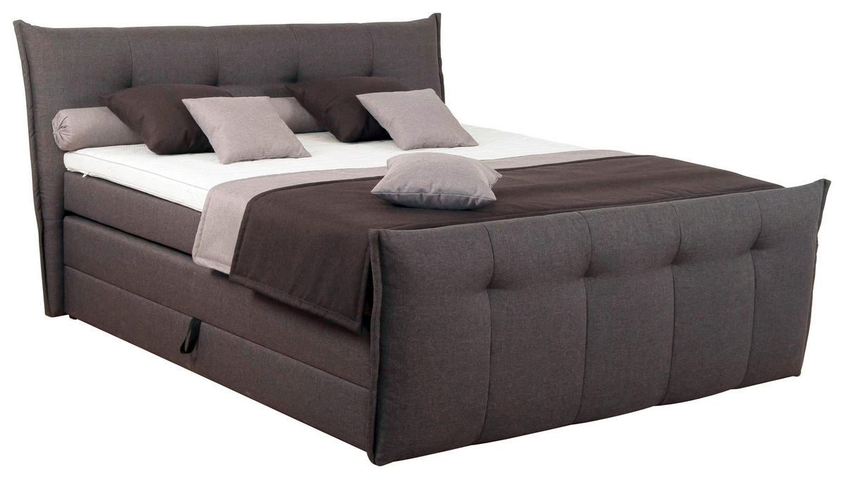 BOXSPRINGBETT 140/200 cm  in Anthrazit  - Anthrazit/Schwarz, Design, Kunststoff/Textil (140/200cm) - SetOne by Musterring