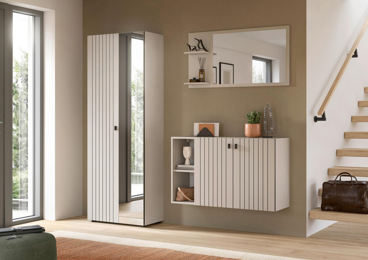 GARDEROBENSCHRANK  in 70/192/37 cm  - Kaschmir/Schwarz, Design, Glas/Holzwerkstoff (70/192/37cm) - MID.YOU