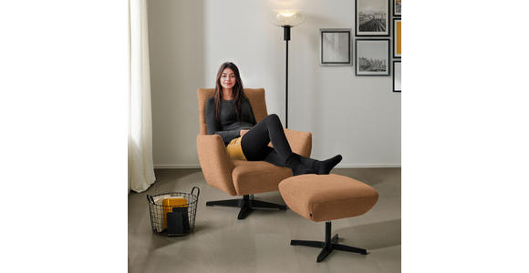 SESSEL in Chenille Aprikose  - Aprikose/Schwarz, Design, Textil/Metall (60/94/86cm) - Dieter Knoll