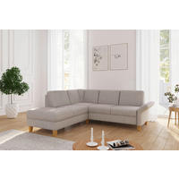 ECKSOFA ROCHELLE E Greige Flachgewebe  - Greige/Eichefarben, KONVENTIONELL, Holz/Textil (216/240cm) - Sit & More