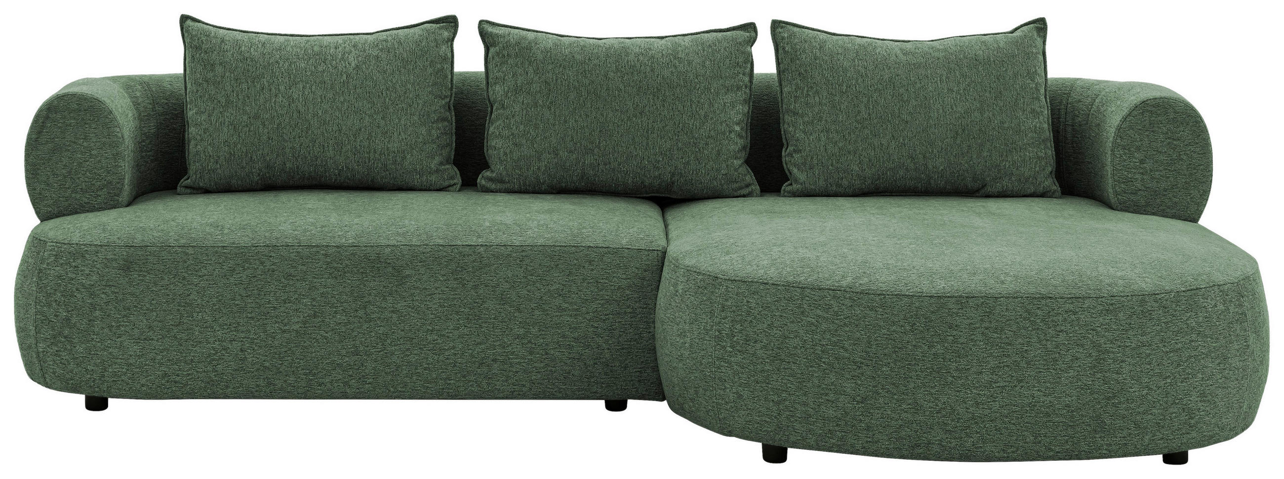 ECKSOFA in Chenille Grün 256/156 cm - Schwarz/Grün, Design, Kunststoff/Textil (256/156cm) - Livetastic