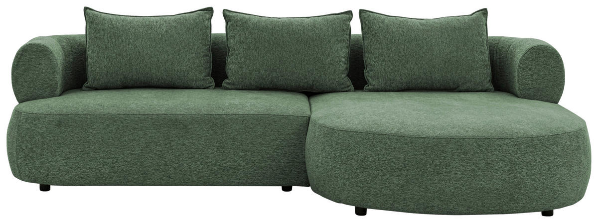 ECKSOFA FERRO Grün Chenille  - Schwarz/Grün, Design, Kunststoff/Textil (256/156cm) - Livetastic