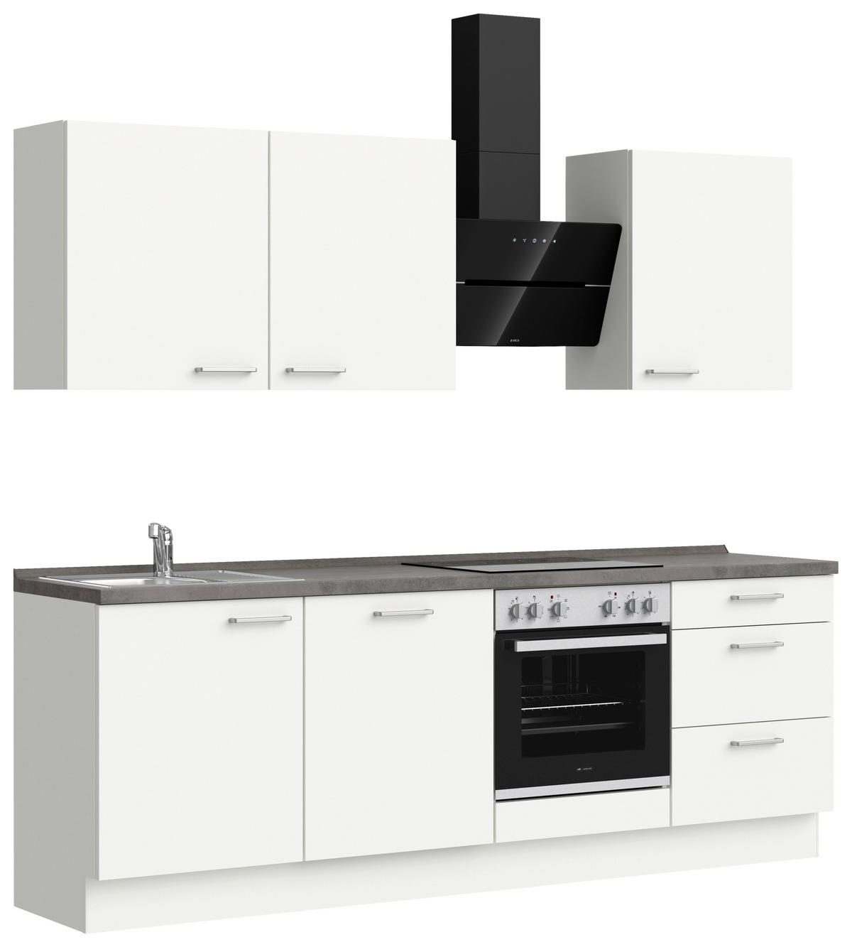 KÜCHENLEERBLOCK 240 cm   in Grau, Weiß  - Edelstahlfarben/Weiß, MODERN, Holzwerkstoff/Metall (240cm) - Nobilia