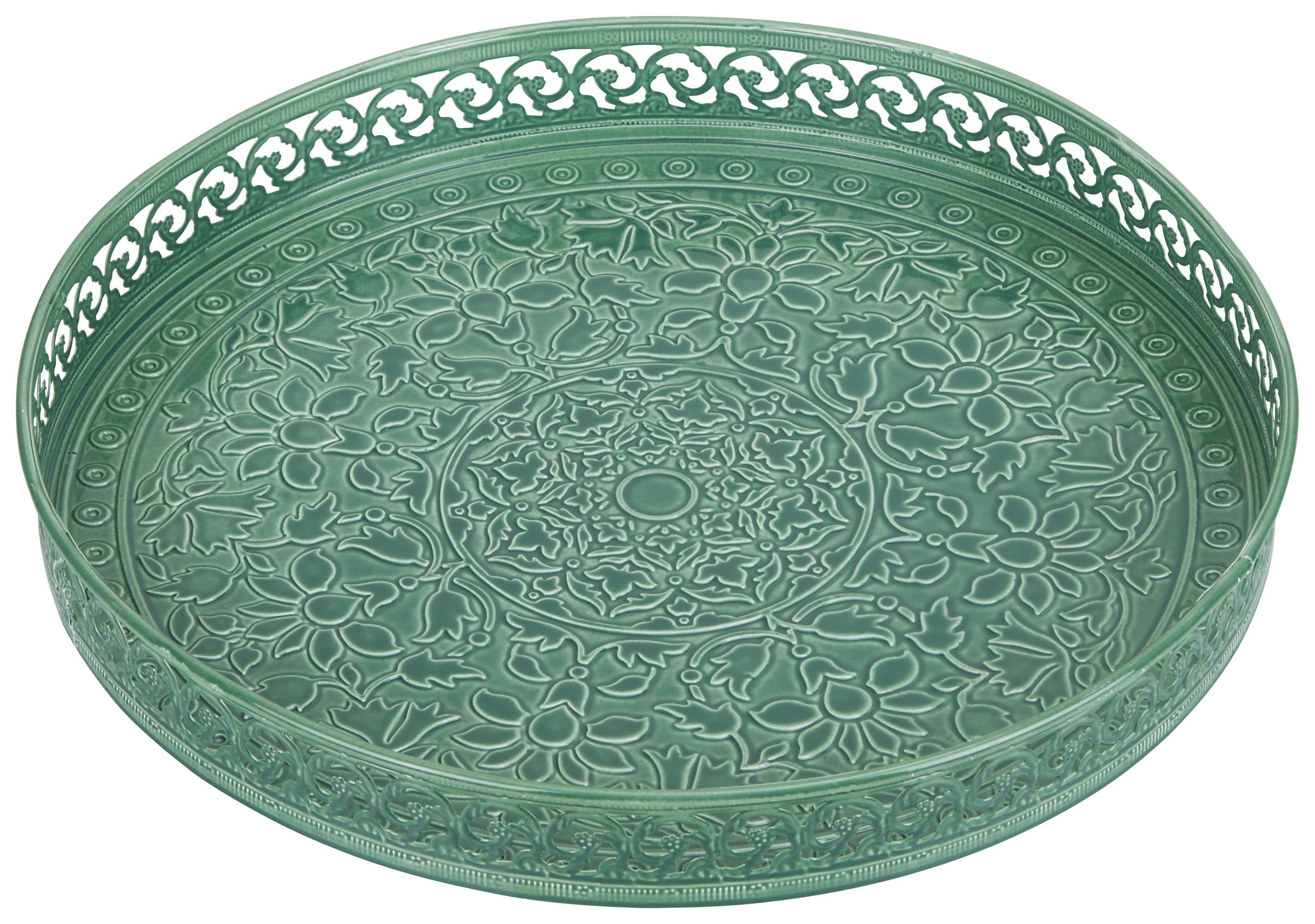 POSLUŽAVNIK DEKORATIVNI - zelena, Basics, metal (31/3,75cm) - Ambia Home