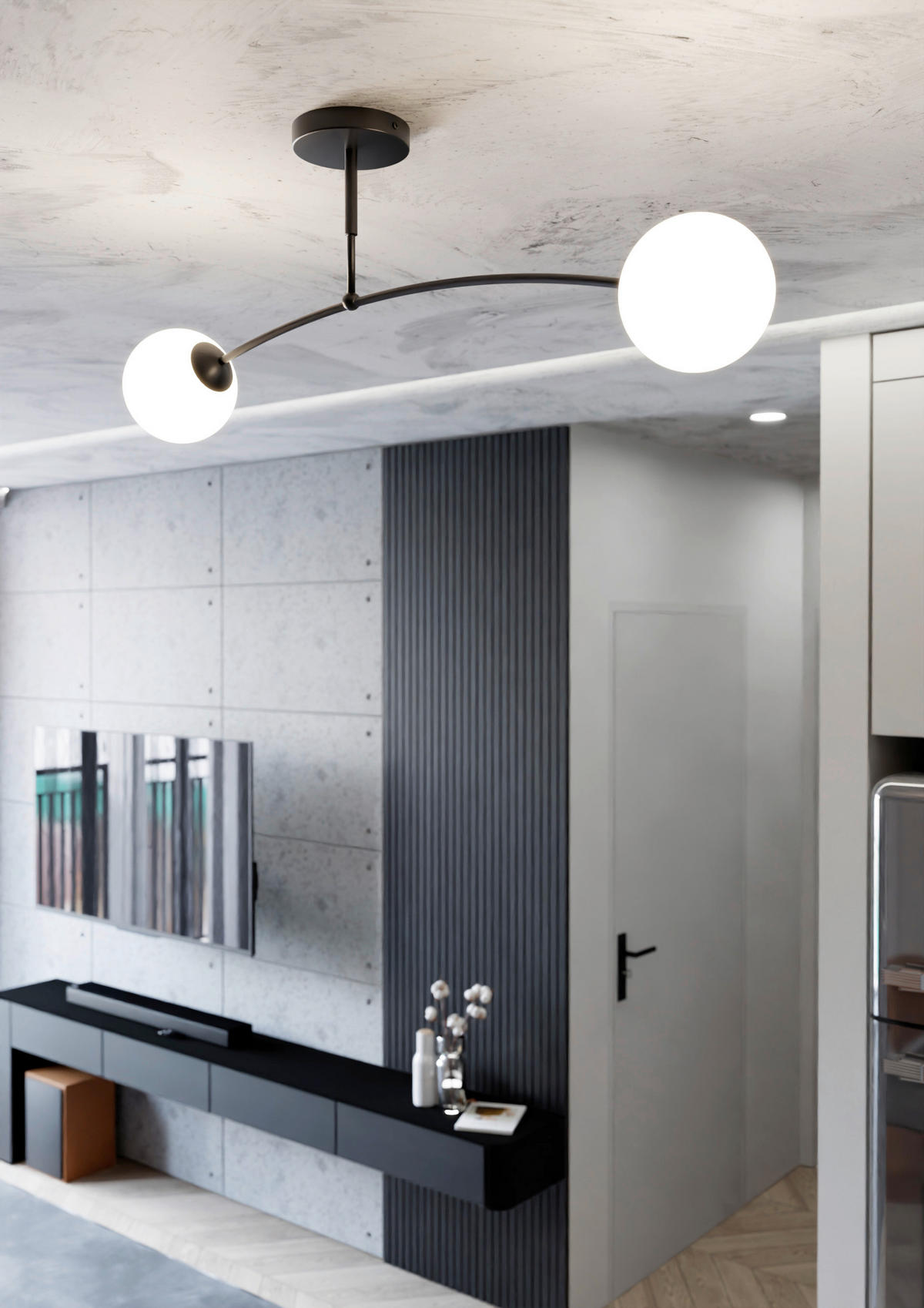 DECKENLEUCHTE 60/14/20 cm  - Schwarz, KONVENTIONELL, Glas/Metall (60/14/20cm)