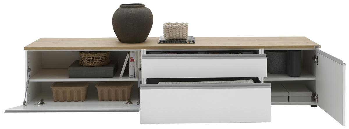 LOWBOARD  in 225/46/41 cm  - Eichefarben/Silberfarben, Design, Holzwerkstoff/Kunststoff (225/46/41cm) - Dieter Knoll