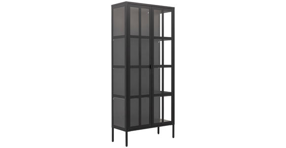 VITRINE in Schwarz - Schwarz, Design, Glas/Metall (80/180/35cm) - Xora
