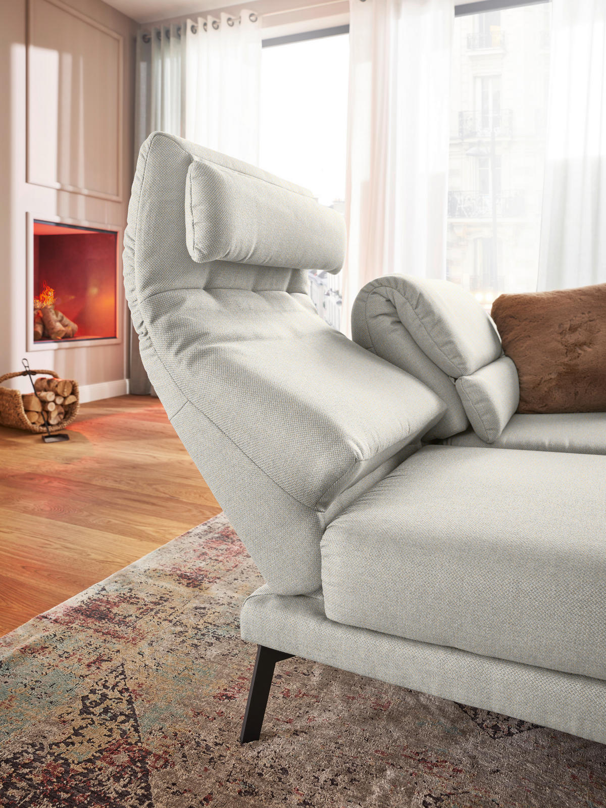 2-SITZER-SOFA Flachgewebe Naturfarben  - Schwarz/Naturfarben, Design, Textil/Metall (178-226/83-113/96-177cm) - Dieter Knoll
