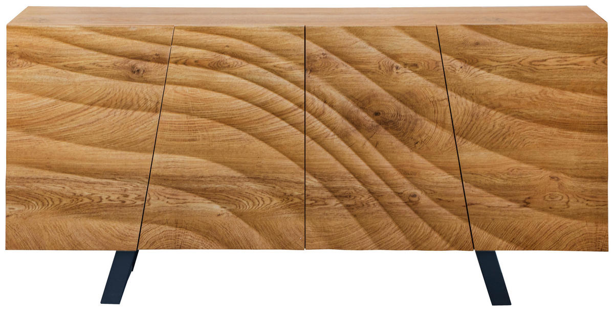 SIDEBOARD  in 160/75/42 cm  - Eichefarben/Schwarz, LIFESTYLE, Holzwerkstoff/Metall (160/75/42cm) - Carryhome