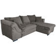 ECKSOFA in Cord Mokka  - Schwarz/Mokka, KONVENTIONELL, Textil/Metall (258/168cm) - Carryhome