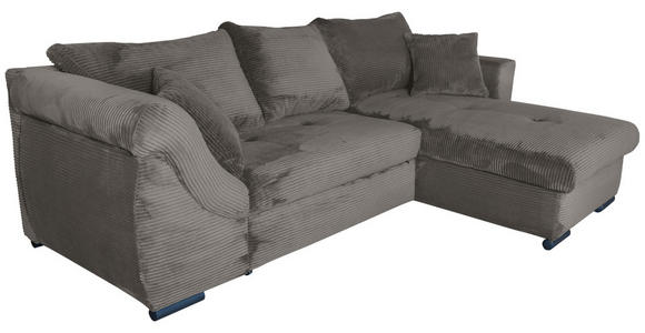 ECKSOFA in Cord Mokka  - Schwarz/Mokka, KONVENTIONELL, Textil/Metall (258/168cm) - Carryhome