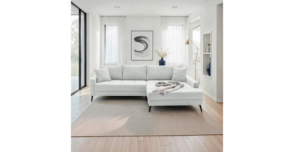 ECKSOFA  in Cord Elfenbein  280/173 cm  - Elfenbein/Schwarz, KONVENTIONELL, Textil/Metall (280/173cm) - Hom`in