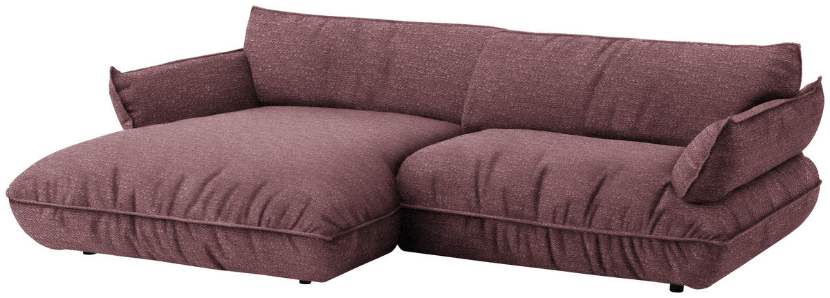 ECKSOFA  in Flachgewebe Beere  185/264 cm  - Beere/Schwarz, Design, Kunststoff/Textil (185/264cm) - Belluti