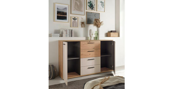 SIDEBOARD  150/92/38 cm 4 Schublade(n)  - Kaschmir/Schwarz, KONVENTIONELL, Holzwerkstoff/Kunststoff (150/92/38cm) - Xora