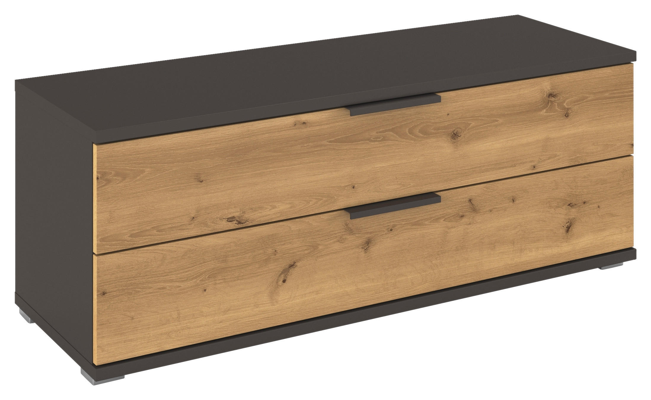 LOWBOARD  in 121/45/42 cm  - Eichefarben/Graphitfarben, KONVENTIONELL, Holzwerkstoff/Metall (121/45/42cm) - Xora