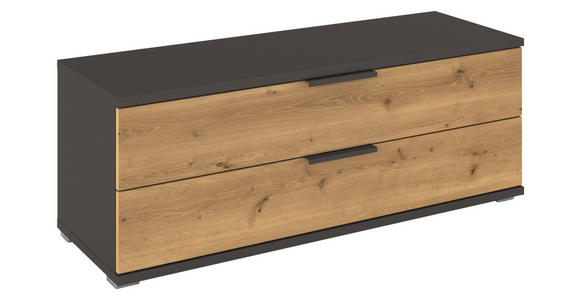 LOWBOARD  121/45/42 cm 2 Schublade(n) Beimöbel erhältlich, stehend  - Eichefarben/Graphitfarben, KONVENTIONELL, Holzwerkstoff/Metall (121/45/42cm) - Xora