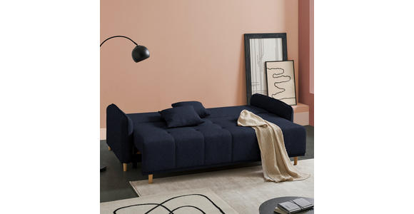 SCHLAFSOFA  in Struktur Dunkelblau  - Buchefarben/Dunkelblau, Design, Holz/Textil (217/97/101cm) - Carryhome