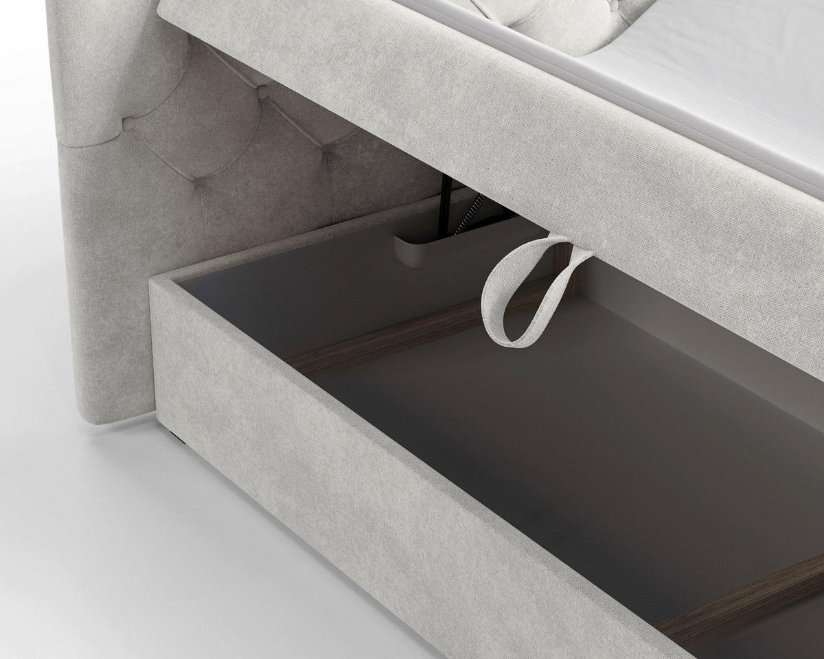 BOXBETT 180/200 cm  in Perlmutt  - Perlmutt/Schwarz, MODERN, Holz/Kunststoff (180/200cm) - MID.YOU