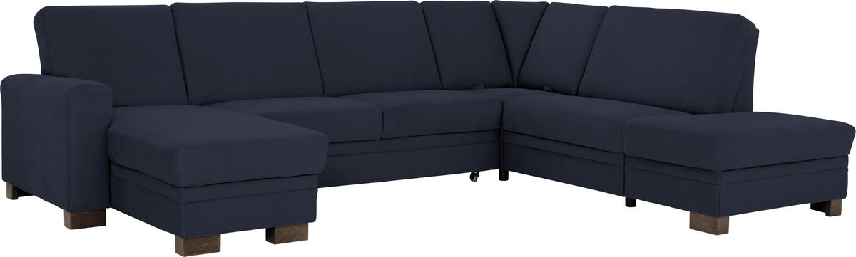 WOHNLANDSCHAFT in Dunkelblau  - Braun/Dunkelblau, Design, Holz/Textil (163/319/241cm) - Beldomo System
