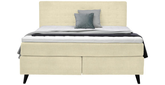 BOXSPRINGBETT 160/200 cm  in Beige  - Beige/Schwarz, KONVENTIONELL, Holz/Textil (160/200cm) - Voleo