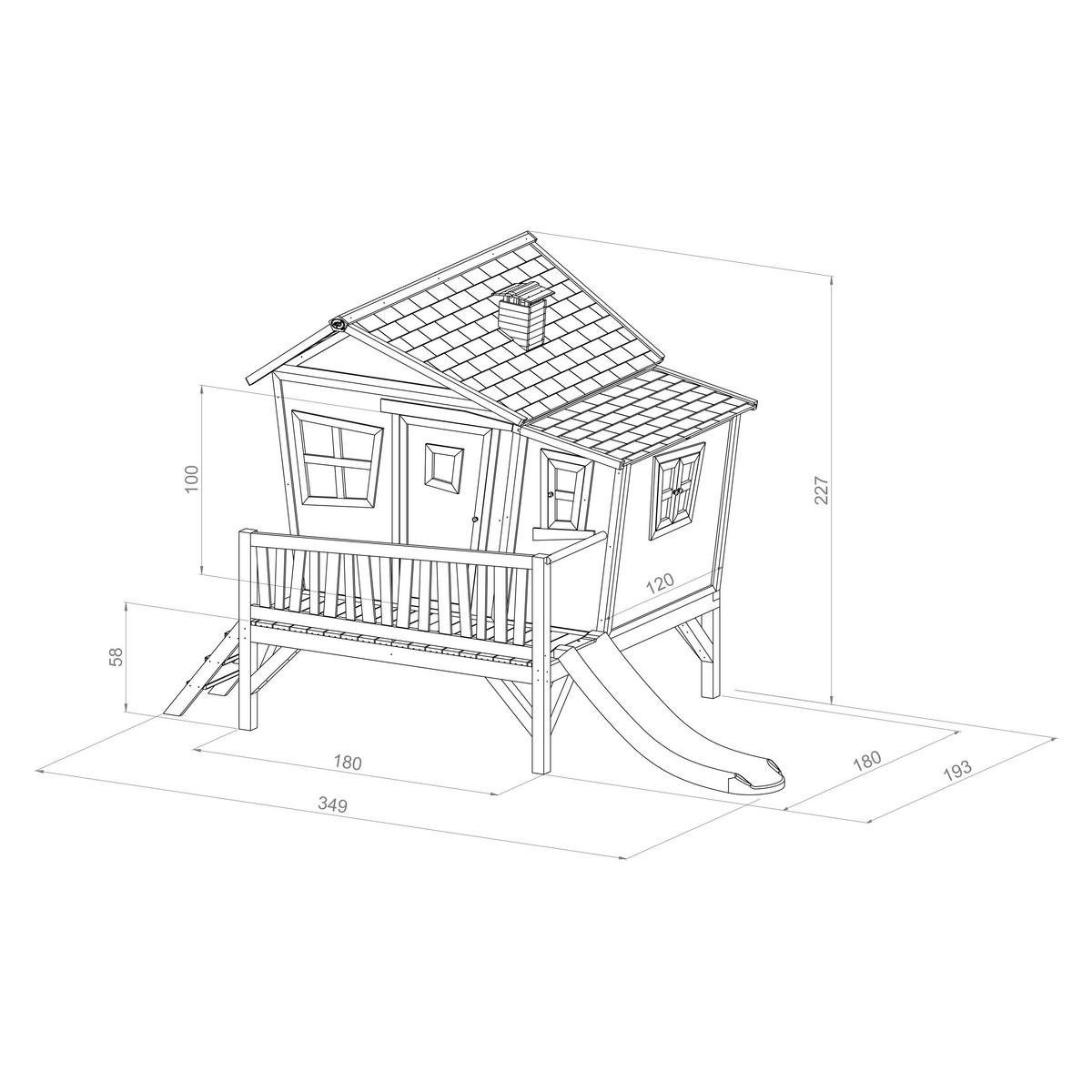 SPIELHAUS 123/12,8/152 cm  - Braun/Weiß, KONVENTIONELL, Holz/Kunststoff (123/12,8/152cm) - Ambia Garden