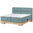 BOXSPRINGBETT 180/200 cm  in Eichefarben, Hellblau  - Eichefarben/Hellblau, Natur, Holz/Textil (180/200cm) - Valnatura