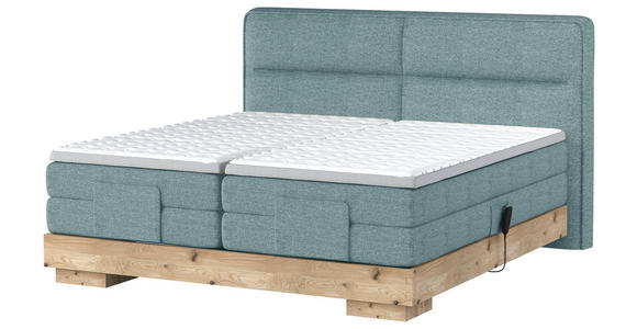 BOXSPRINGBETT 180/200 cm  in Eichefarben, Hellblau  - Eichefarben/Hellblau, Natur, Holz/Textil (180/200cm) - Valnatura