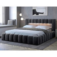 POLSTERBETT Beleuchtung, Lattenrost, Bettkasten 160/200 cm  in Schwarz  - Beige/Schwarz, MODERN, Holz/Kunststoff (160/200cm) - MID.YOU