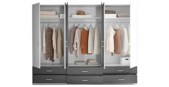 DREHTÜRENSCHRANK in Graphitfarben, Weiß - Alufarben/Graphitfarben, KONVENTIONELL, Glas/Holzwerkstoff (272/211/55cm) - Carryhome